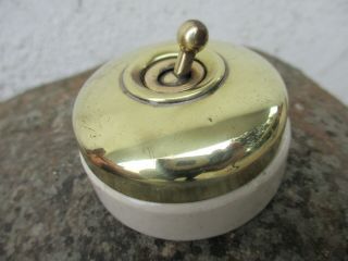 Vintage 1930s In Porcelain & Brass Electric Switch Light
