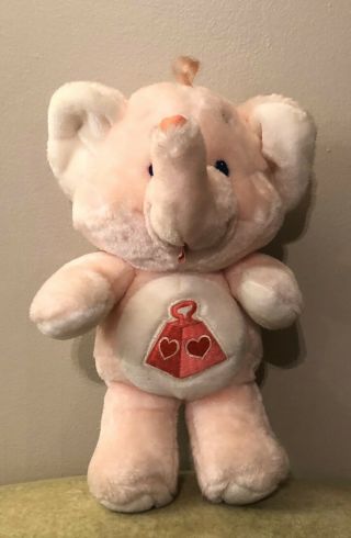 Vintage 1984 Kenner Care Bears Cousins 13” Pink Lotsa Heart Elephant Plush Toy
