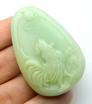 China Chinese Green Jade Hardstone Hand Carved Figurine Amulet Ornament 29.  8g