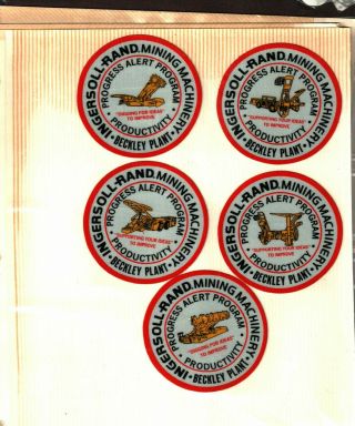 " Rare " Set Of 5 Lee Norse Ingersoll - Rand Coal Mining Stickers 504