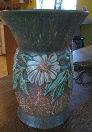 Rare Vintage Art Pottery Vase Sunflower Design Great Weller Roseville