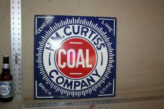 Rare Curtiss Coal Company Coke Cement Dealer Porcelain Metal Sign Gas Oil Farm