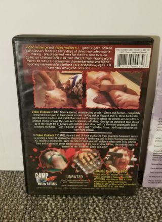 Video Violence 1 & 2 Dvd Camp Motion Pictures with Insert Rare OOP.  not VHS 2