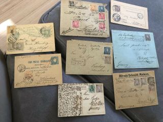 8 Rare Portugal Postal Covers Funchal Madeira To Germany 1879 - 1910’s