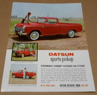 Datsun Truck Brochure Sheet Sports Pickup Pu Nl320 1200 Nos Rare 60s Nissan