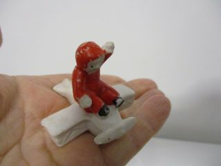 An Antique Bisque Cake Topper Christmas Decoration Elf Pixie In Plane - German?