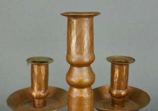 Fine Antique Arts & Crafts Hand Hammered Copper Candle Candelabra Roycroft Era 2