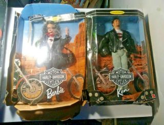 Vintage 1998 Harley Davidson Collector Edition Barbie & Ken Dolls 22255 & 22256
