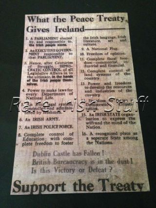 Support The Treaty - 1922 State Michael Collins - Rare Irish War Print