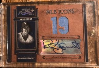 2004 Playoff Prime Cuts Mlb Icons Jersey Auto Robin Yount /19 Rare Hof Game