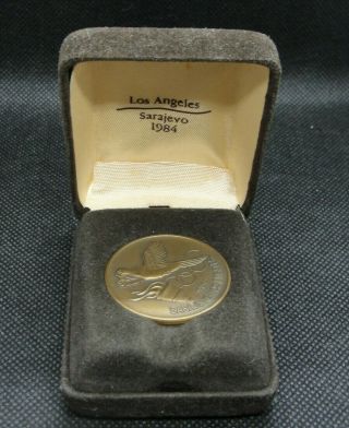 Rare 1984 Olympics Games Sarajevo Los Angeles Bronze Coin Medal W/ Box