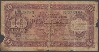 1925 Latvia 10 Latu B228783 Rare