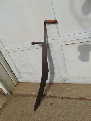Antique Hay Saw / Knife With Wood Handles 36 " Long Old Farm Tool