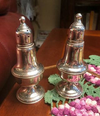 Empire Sterling Silver Glass Inserts Salt & Pepper Shakers 218 Grams