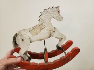 Antique Wood American Folk Art Rocking Horse 2