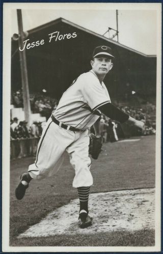 Ultra Rare Jesse Flores 1950 Cleveland Indians Team Issued Postcard