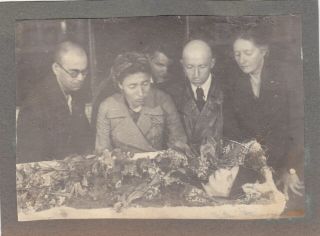 1930s Post Mortem Funeral Corpse Coffin Woman Men Old Russian Antique Photo