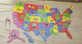 Large Rare Disney Foam Floor Puzzle United States Of America Usa Mickey Mouse