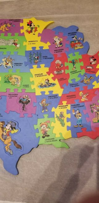 LARGE Rare DISNEY Foam FLOOR PUZZLE United States of America USA Mickey Mouse 3