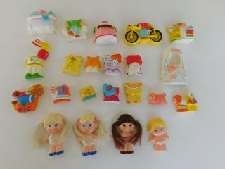 Vtg Dolly Pops Plastic Snap - On Clothes Dolls Baby 1979 Knickerbocker Toy