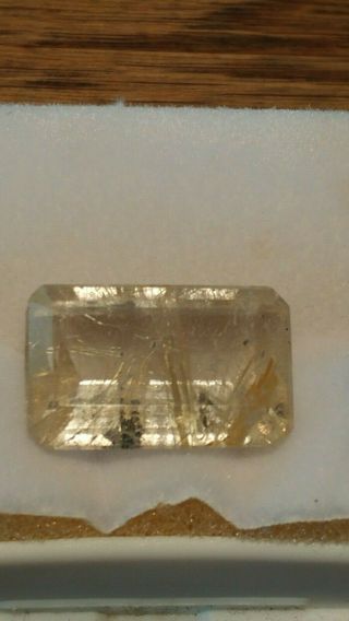 Rare Rutilated Quartz Golden Needles 11.  6 Ct.  Custom Emerald Cut