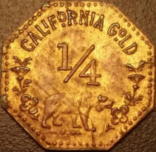 1855 California Gold 1/4.  Rare M.  E.  Hart Reverse Token/coin/charm/medal/exonumia