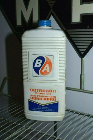 Antique Rare B/a Ba British American Oil Outboard Bottle Tin