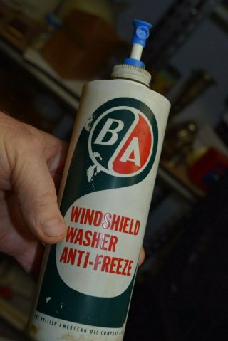 Antique Rare B/a Ba British American Oil Washer Fluid Bottle Tin