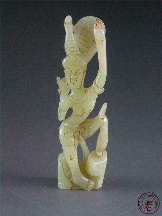 Fine Old Chinese Celadon Nephrite Jade Statue Dancing Fairy Girl Special