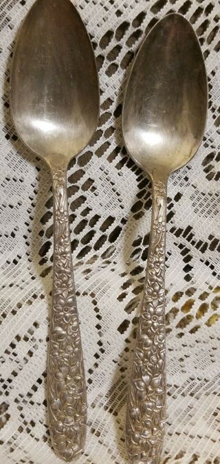 2 Antique Collectible Spoons 8 " National Silver Plate - Aa Narcissus Pattern 1930s