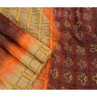 Tcw Vintage Saree 100 Pure Silk Hand Embroidered Craft Fabric Premium Sari
