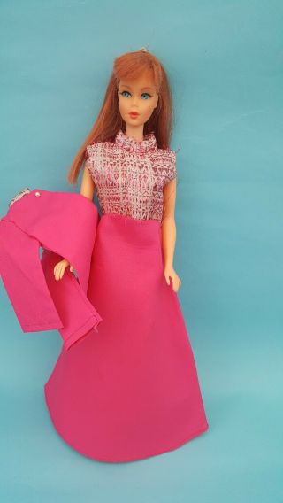 Vintage Barbie Clone Hot Pink Gown W/shimmering Magenta Bodice & Hot Pink Jacket