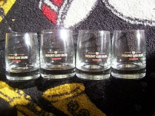 Mount Gay Rum Barbados Clear Rock Glasses Set Of (4) N.  R.  Rare