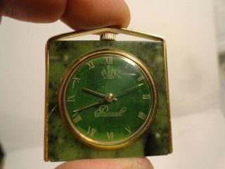 Vintage Pendant Rare Watch Green Jade Gold Tone Frame Self Winding 266813 Old