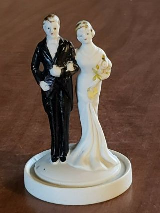 Vintage Porcelain Bride Groom Wedding Cake Topper