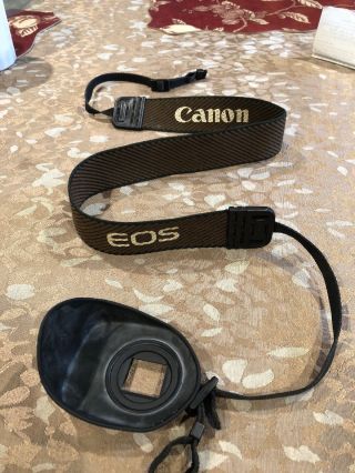 Vintage Rare Canon Eos Camera Neck/shoulder Strap &rubber Eye Cup Guard Freeship