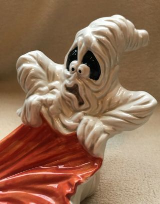 Vintage Fitz & Floyd Halloween RARE Ghost & Witch Spider Candle Holder Dish 2