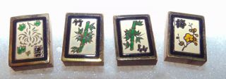 4 Rare Vintage Wooden Enameled Realistic Card Buttons 4943
