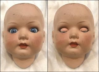 Vintage Diamant 52/60 Doll Head Repair Part Sleepy Blue Glass Eyes 1950’s