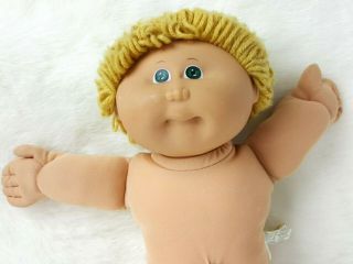 Cabbage Patch Kids Doll Blonde Yarn Hair Green Eyes Vintage 1978 1982