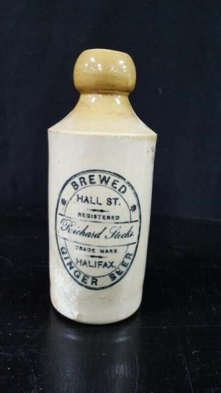 Antique Ginger Beer Bottle Halifax Nova Scotia Stoneware " Hall 