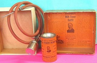 Antique Dr Roberts Cow Veterinary Medicine Box Tin " Plus " Vet Remedy Milk Fever