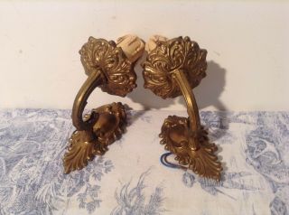 Pair Vintage French Bronze Wall Sconce Lights