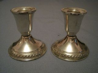 Vintage Pair 2 Sterling Silver Candle Stick Holders Duchin Creations