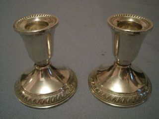 Vintage Pair 2 Sterling Silver Candle Stick Holders Duchin Creations 3