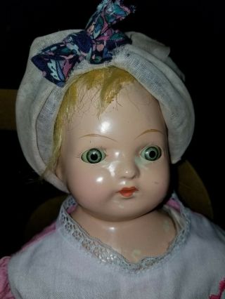 Antique Early Patsy? Effanbee Composition Cloth Baby Girl Doll 12 " W/ Blink Eyes