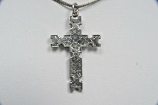 Antique Victorian Silver Cross Pendant Birmingham 1884 On Modern Necklace