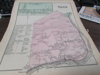 Antique - Salem Township Pa - 1873 Map - Plus Business Notices Vg