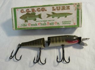 Vintage Ccb Co.  Creek Chub Jointed Husky Pikie Fishing Lure W Box Bait