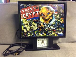 Tales From The Crypt Clock: Lighted Pinball Machine Glass Very Rare Halloween